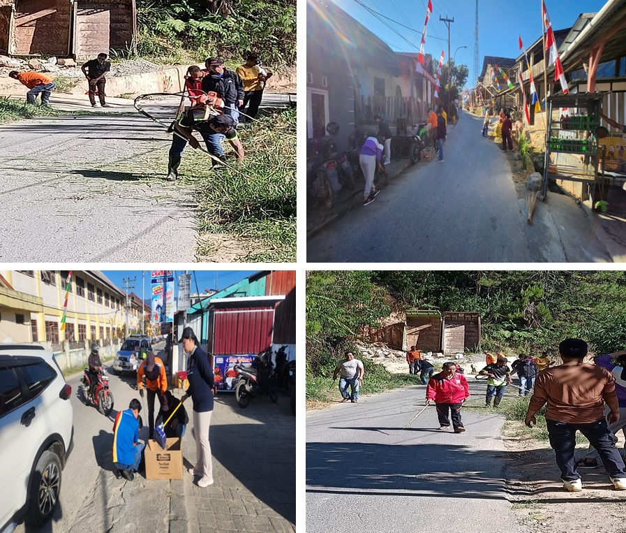 Dinas PUPR Kabupaten Mamasa Bersama Masyarakat Gelar Kerja Bakti Massal di Jalan Poros SMP Negeri 1 Mamasa–Limbong Lopi Sambut HUT Kemerdekaan RI ke-81